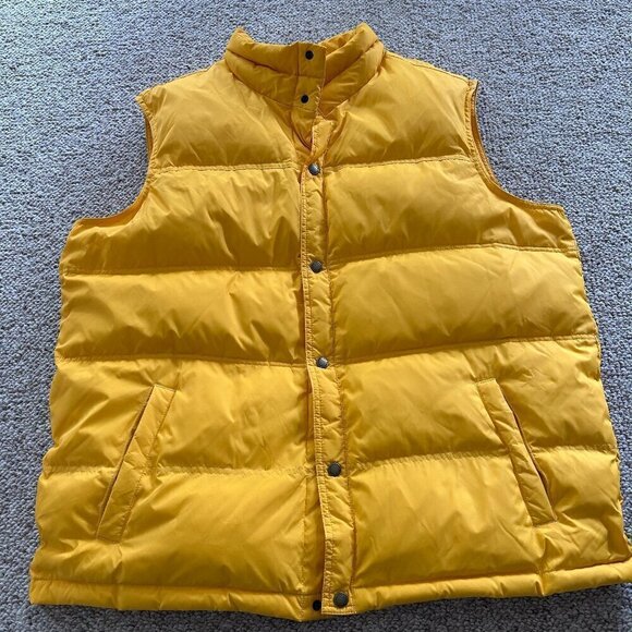 Land's End Men’s XL Down Puffer Vest Bright Yellow Lightweight Warm Outdoor - Picture 1 of 7